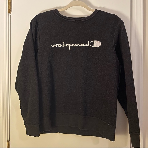 Kids’ Embroidered Champion Black Crewneck Sweatshirt Size XL - Picture 6 of 9